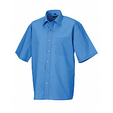 Corporate Blue Men's Short Sleeve Classic Polycotton Poplin Shirt