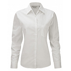 White Ladies' Long Sleeve Classic Pure Cotton Poplin Shirt