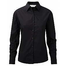 Black Ladies' Long Sleeve Classic Pure Cotton Poplin Shirt