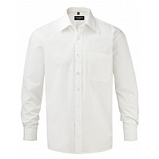 White Men's Long Sleeve Classic Pure Cotton Poplin Shirt