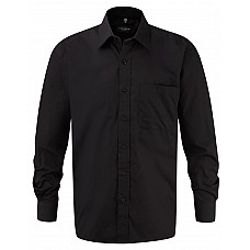 Black Men's Long Sleeve Classic Pure Cotton Poplin Shirt