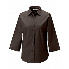 Chocolate Ladies' 3/4 Sleeve Fitted Stretch Shirt