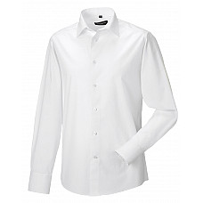 White Men's Long Sleeve Fitted Stretch Shirt