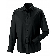 Black Men's Long Sleeve Fitted Stretch Shirt