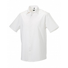 White Men's Short Sleeve Fitted Stretch Shirt