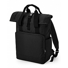 Black Recycled Twin Handle Roll-Top Laptop Backpack