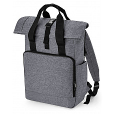 Grey Marl Recycled Twin Handle Roll-Top Laptop Backpack