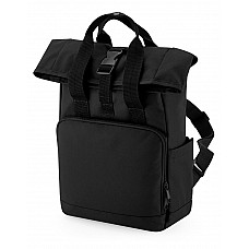 Black Recycled Mini Twin Handle Roll-Top Backpack