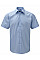 Light Blue Men's Short Sleeve Tailored Herringbone Shirt