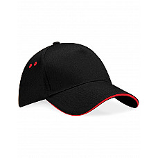 Black/Classic Red Ultimate 5 Panel Cap Sandwich Peak