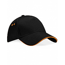 Black/Orange Ultimate 5 Panel Cap Sandwich Peak