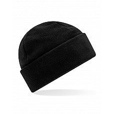 Black Recycled Fleece Cuffed Beanie