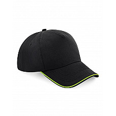 Black/Lime Green Authentic 5 Panel Cap - Piped Peak