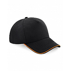 Black/Orange Authentic 5 Panel Cap - Piped Peak