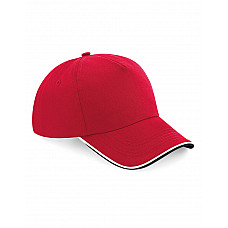 Classic Red/Black/White Authentic 5 Panel Cap - Piped Peak