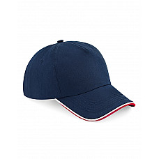 F Navy/Classic Red/White Authentic 5 Panel Cap - Piped Peak