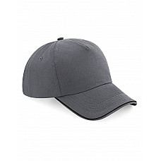 Graphite Grey/Black Authentic 5 Panel Cap - Piped Peak