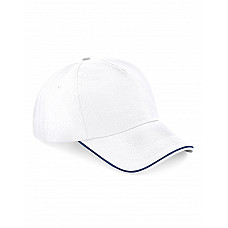 White/French Navy Authentic 5 Panel Cap - Piped Peak