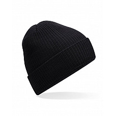 Black Polylana Ribbed Beanie