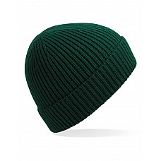 Bottle Green Engineered Knit Ribbed Beanie