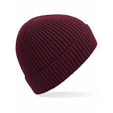 Burgundy Engineered Knit Ribbed Beanie