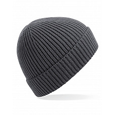 Graphite Engineered Knit Ribbed Beanie