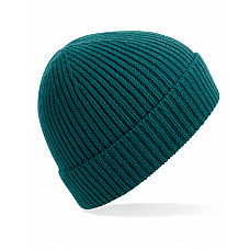 Ocean Green Engineered Knit Ribbed Beanie