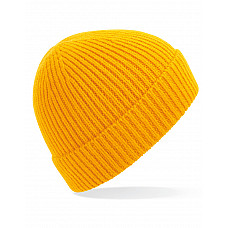 Sun Yellow Engineered Knit Ribbed Beanie