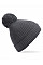 Graphite Engineered Knit Ribbed Pom Pom Beanie