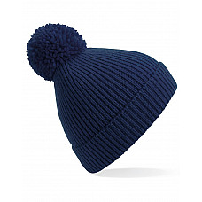 Oxford Navy Engineered Knit Ribbed Pom Pom Beanie