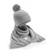 Light Grey Fleck Knitted Scarf & Beanie Gift Set