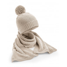 Oatmeal Fleck Knitted Scarf & Beanie Gift Set