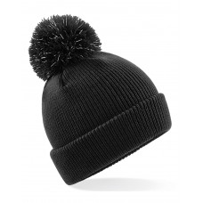 Black Junior Reflective Bobble Beanie