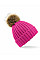 Fuchsia Faux Fur Pom Pom Chunky Beanie