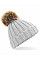 Light Grey Junior Faux Fur Pom Pom Chunky Beanie