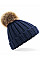 Navy Junior Faux Fur Pom Pom Chunky Beanie