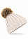 Oatmeal Junior Faux Fur Pom Pom Chunky Beanie