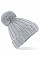 Light Grey Verbier Faux Fur Pop Pom Chunky Beanie