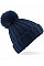 Navy Verbier Faux Fur Pop Pom Chunky Beanie