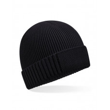 Black Organic Cotton Patch Beanie