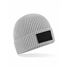 Light Grey/Black Fashion Patch Beanie