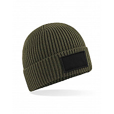 Military Green/ Black Fashion Patch Beanie