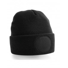 Black Circular Patch Beanie