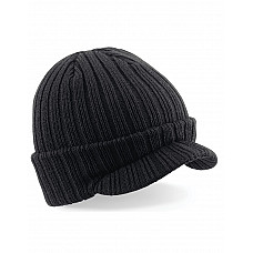 Black Peaked Beanie