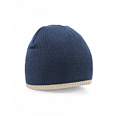 French Navy/Stone Two-Tone Pull On Beanie