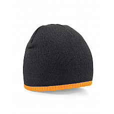 Black/Fluorescent Orange Two-Tone Pull On Beanie