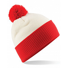 Off White/ Bright Red Snowstar® Two-Tone Beanie