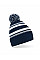 French Navy/White Striped Fan Beanie