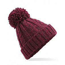 Burgundy Cable Knit Melange Beanie