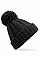 Black Cable Knit Melange Beanie